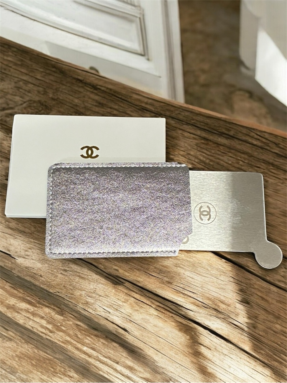 Chanel Metallic  Card Holder/Mirror